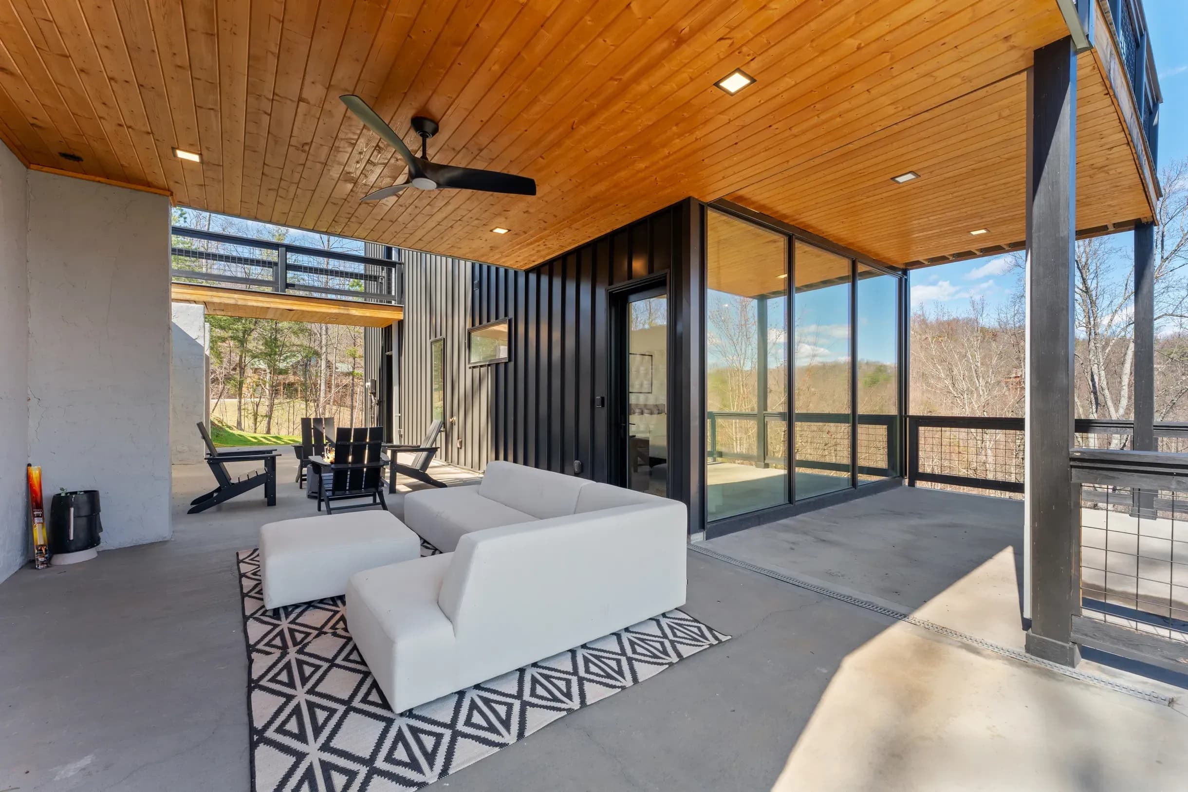Floor-to-ceiling windows with mountain view